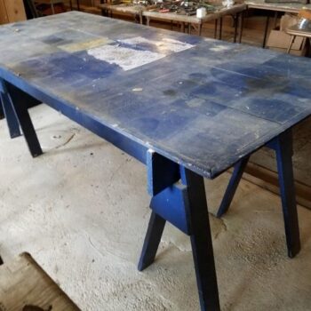 Blue Sawhorse Table