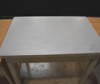 Light Grey Formica-Topped Tanker Table / Desk