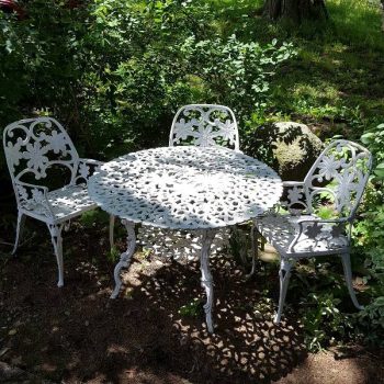 Ornate Cast Aluminum Table & Three Chairs