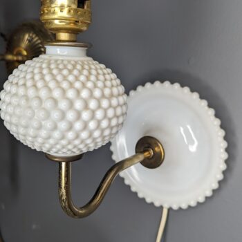 Milk Glass Hobnail Swan Neck Wall Sconce